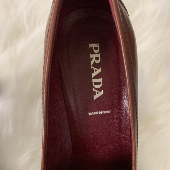 Prada Leather Brown Penny Loafer Pumps - Picture 3 of 8
